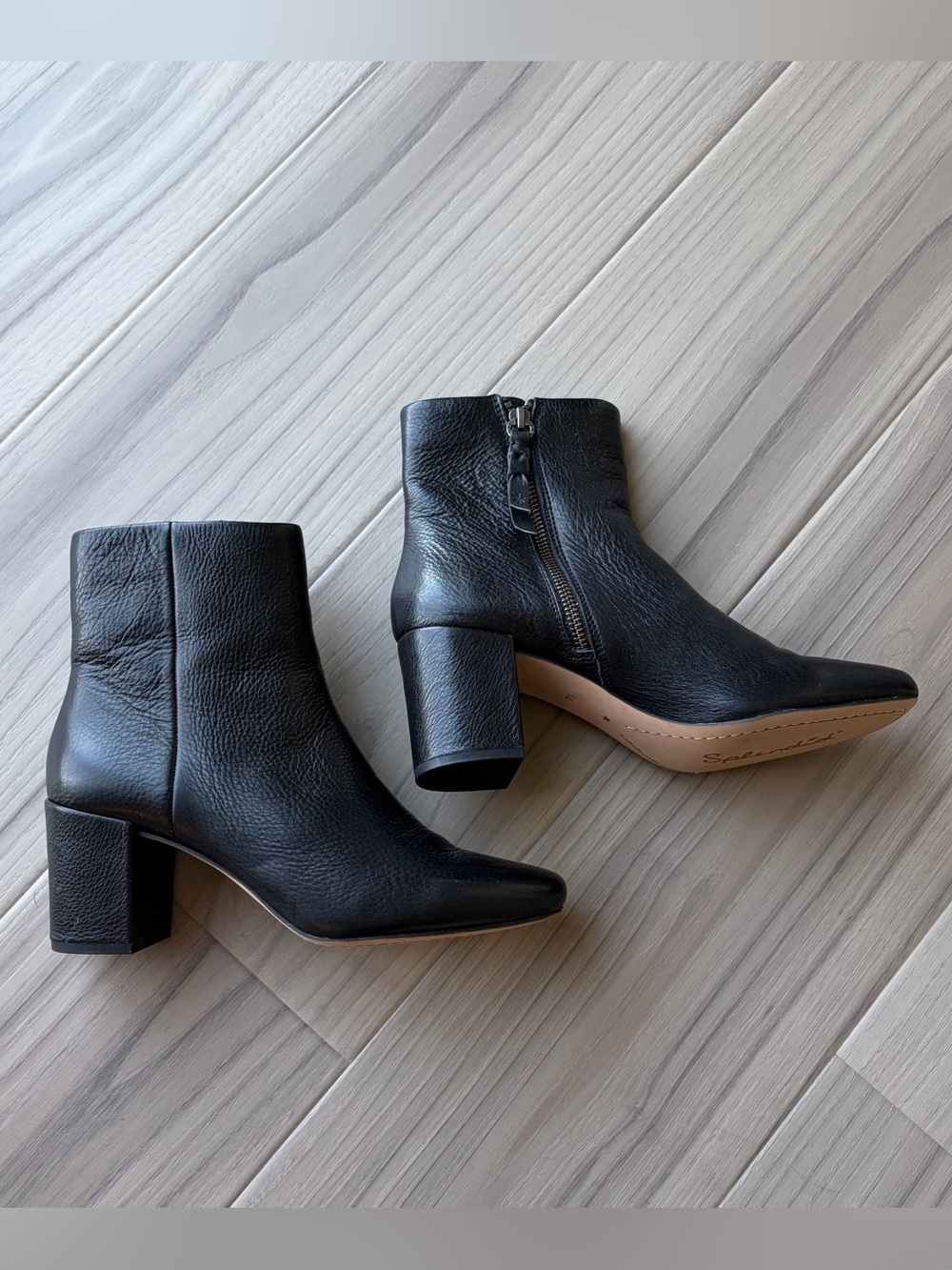 NWOT Splendid Black Leather Block Heel Ankle Boots